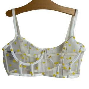 Le Petit Trou The Paula Corset See Through Yellow Polka Dot Bra